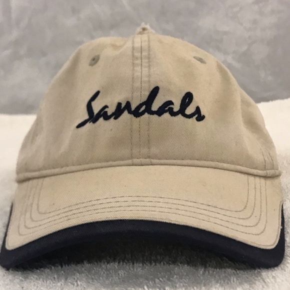 Gear for Sandals on Tan & Black Adjustable Travel & Beach Baseball Cap - Picture 1 of 14